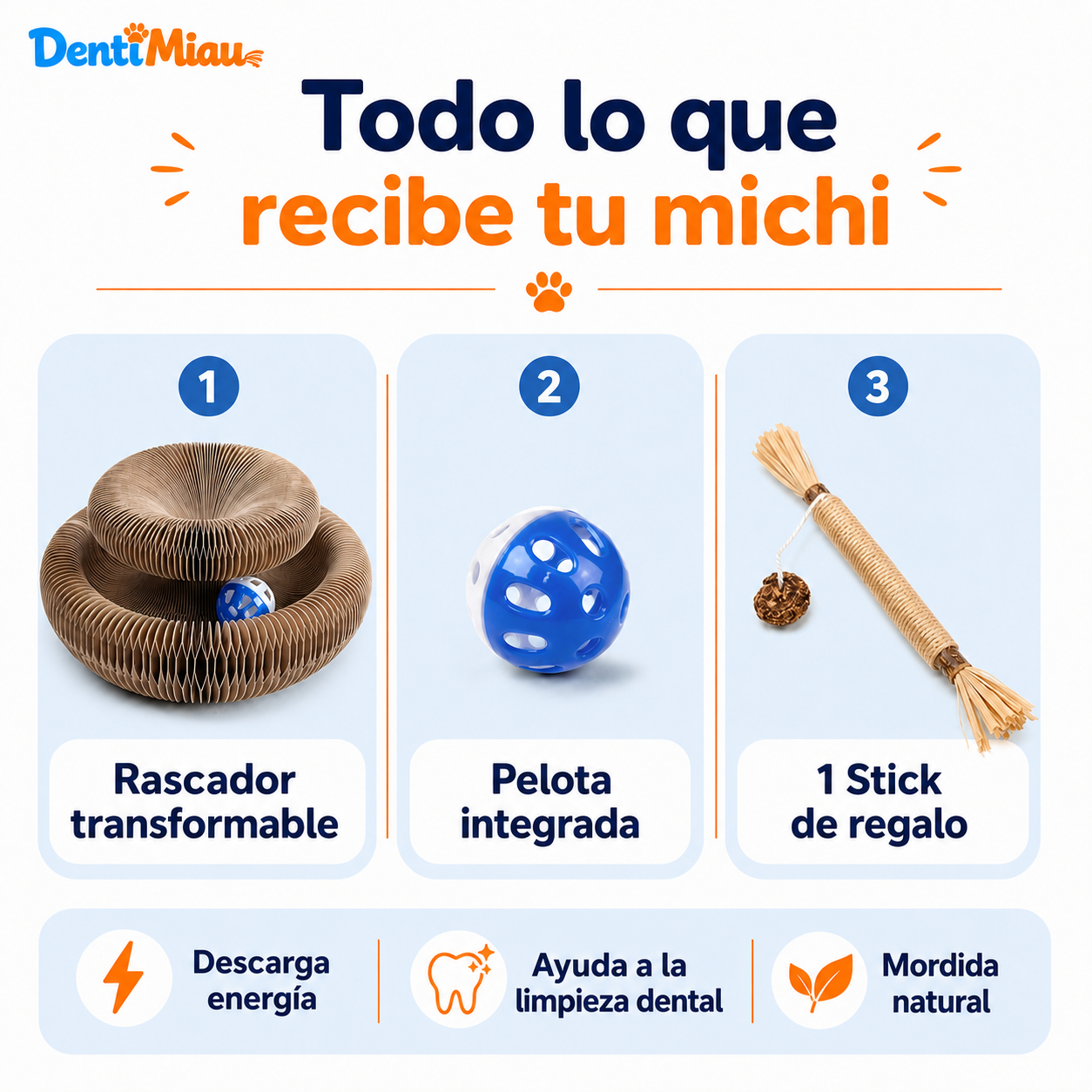 RascaMiau 360™ | Rascador Interactivo Transformable con Pelota